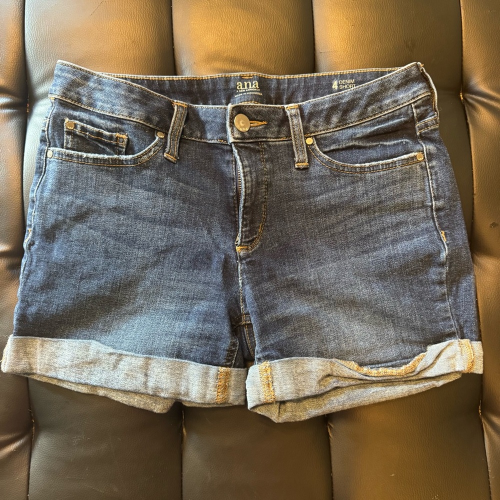 a.n.a Blue Jean Shorts with Cuffed Hem
